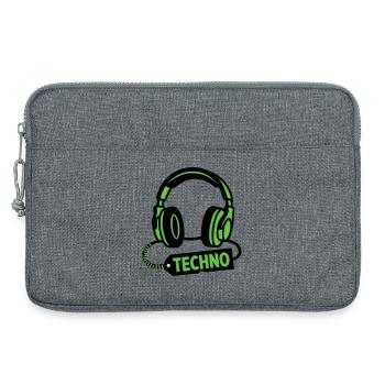 DJ Headphones Producteur du festival techno rave - Sacoche pour ordinateur portable 13 pouces - gris chiné - Devant