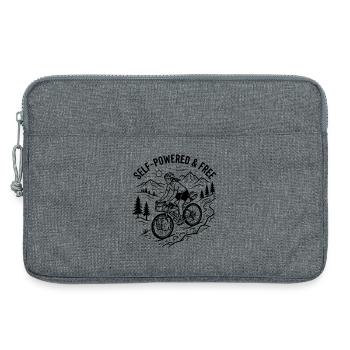 Bikepacking Woman Linocut Kunstdruck - Laptoptasche 13" - Grau meliert - Vorne