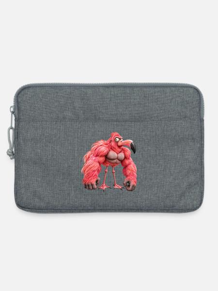 Muscular Flamingo – Verrückter Gorilla und Humor - Laptoptasche 13" - Grau meliert