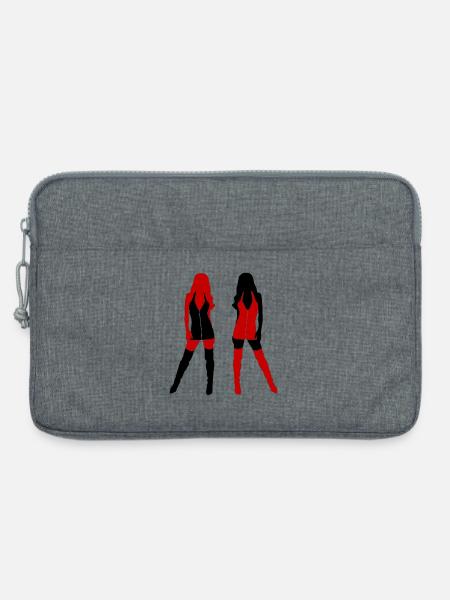 Rot & Schwarz - Laptoptasche 13" - Grau meliert