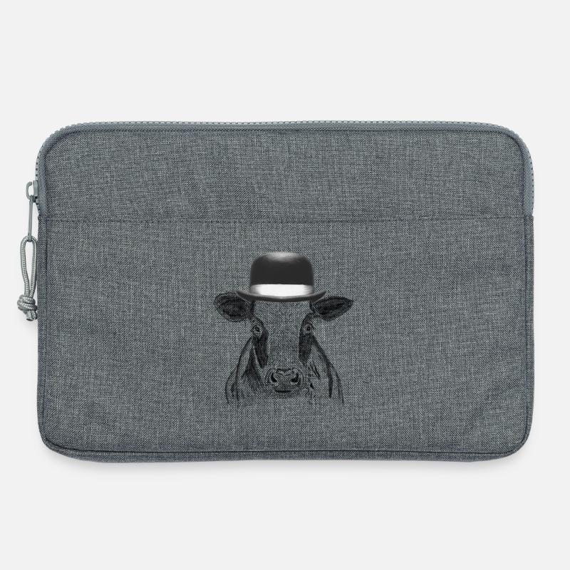  Kuh mit Hut - Laptoptasche 13" - Grau meliert