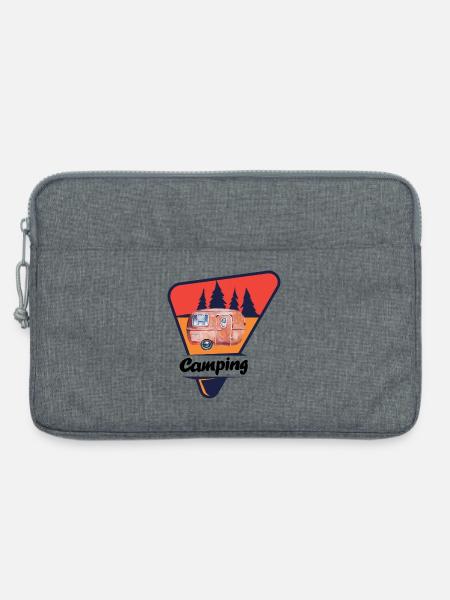Retro Caravan im Wald - Laptoptasche 13" - Grau meliert