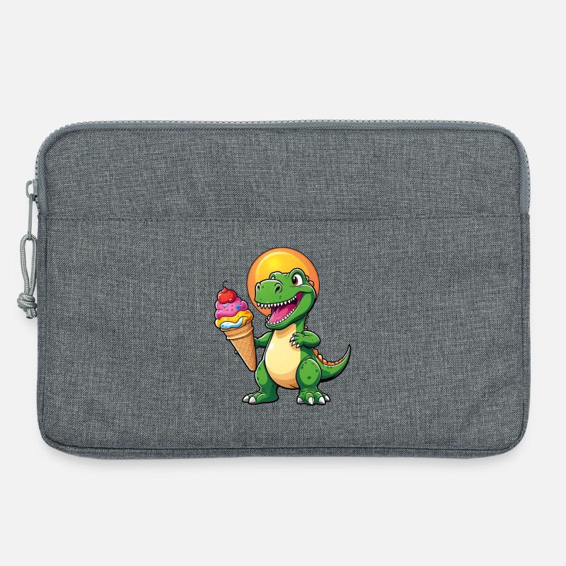 Lustiger Dino mit großer bunter Eistüte - Laptoptasche 13" - Grau meliert