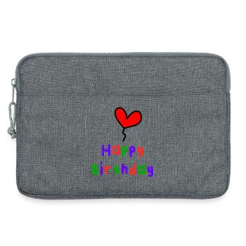 HAPPY BIRTHDAY. JOYEUX ANNIVERSAIRE. ANNIVERSAIRE. - Sacoche pour ordinateur portable 13 pouces - gris chiné - Devant