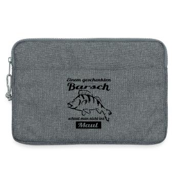 Angler Motiv mit Barsch - Laptoptasche 13" - Grau meliert - Vorne