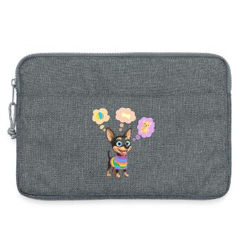 Chien mignon en pull arc-en-ciel pour enfant - Sacoche pour ordinateur portable 13 pouces - gris chiné - Devant