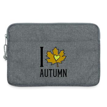 Heart in the autumn leaf - Laptop bag 13" - heather grey - Front