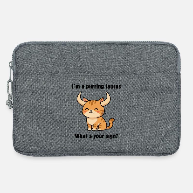 Süße Stier Katze – Starkes Sternzeichen Motiv - Laptoptasche 13" - Grau meliert
