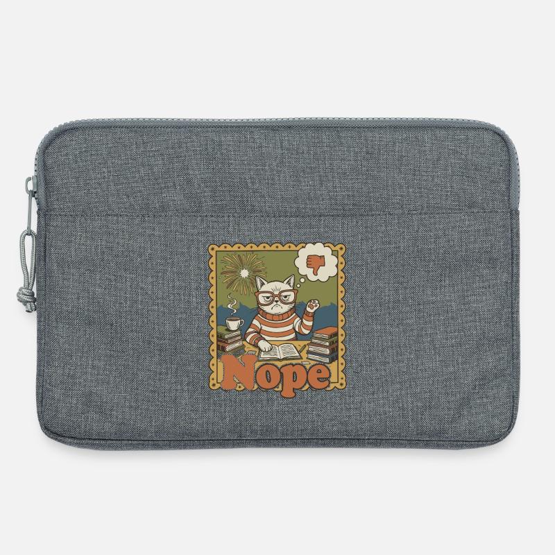 Nein Katze: Retro Nerd Schreibtischkunst - Laptoptasche 13" - Grau meliert