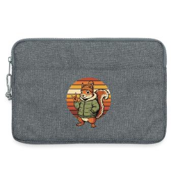 Écureuil Cool - Design Rétro Hivernal - Sacoche pour ordinateur portable 13 pouces - gris chiné - Devant