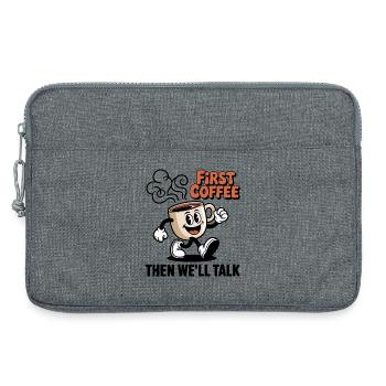 First Coffee Cartoon Tasse - Laptoptasche 13" - Grau meliert - Vorne