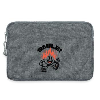 Lächeln! Feuriger Freund Smiley - Laptoptasche 13" - Grau meliert - Vorne