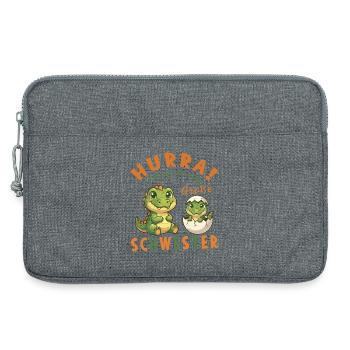Große Schwester Dino Nachwuchs Hurra - Laptoptasche 13" - Grau meliert - Vorne
