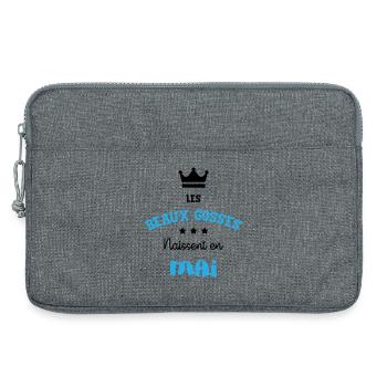 Cadeau naissance bébé garçon Mai Beaux Gosses BG - Sacoche pour ordinateur portable 13 pouces - gris chiné - Devant