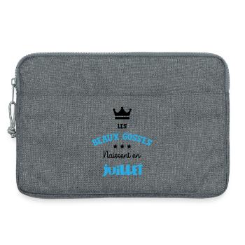 Cadeau naissance bébé garçon Juillet Beaux Gosses - Sacoche pour ordinateur portable 13 pouces - gris chiné - Devant
