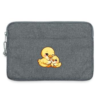 Maman Canard et son poussin se câlinent ensemble - Sacoche pour ordinateur portable 13 pouces - gris chiné - Devant