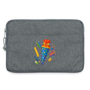 Cône d’école coloré avec les fournitures scolaires - Sacoche pour ordinateur portable 13 pouces - gris chiné - Devant