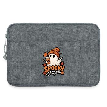 Spooky Season Ghost with Pumpkin Hat - Laptop bag 13" - heather grey - Front