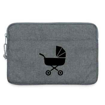 Schwarzer Kinderwagen Baby Geburt Geschenk  - Laptoptasche 13" - Grau meliert - Vorne
