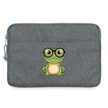 Frosch mit Brille - Laptoptasche 13" - Grau meliert - Vorne