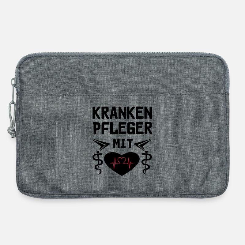 Krankenpfleger mit Herz Geschenk - Laptoptasche 13" - Grau meliert