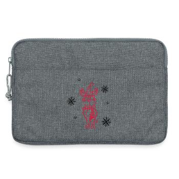 Elch, Rentier mit Schneeflocken und Sternen - Laptoptasche 13" - Grau meliert - Vorne