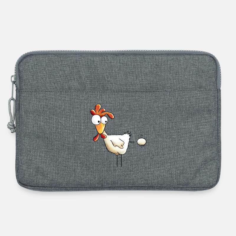 Huhn drückt ein Ei raus - Hahn - Gockel - Henne - Laptoptasche 13" - Grau meliert