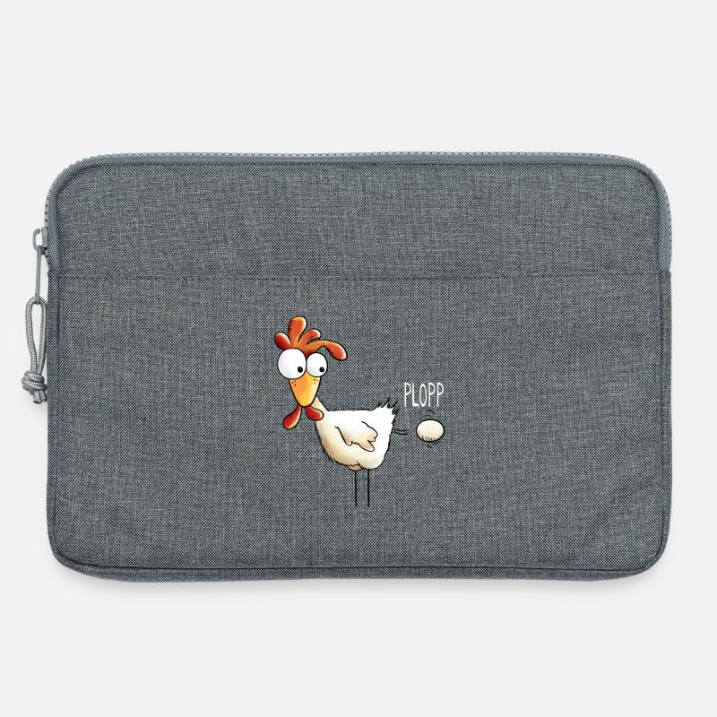 Plopp es ist raus das Ei - Huhn - Hahn - Gockel - Laptoptasche 13" - Grau meliert