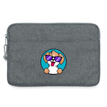 Mignon petit chien avec des lunettes de soleil - Sacoche pour ordinateur portable 13 pouces - gris chiné - Devant