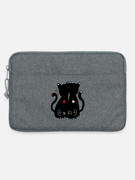 schwarze Katzen - Laptoptasche 13" - Grau meliert