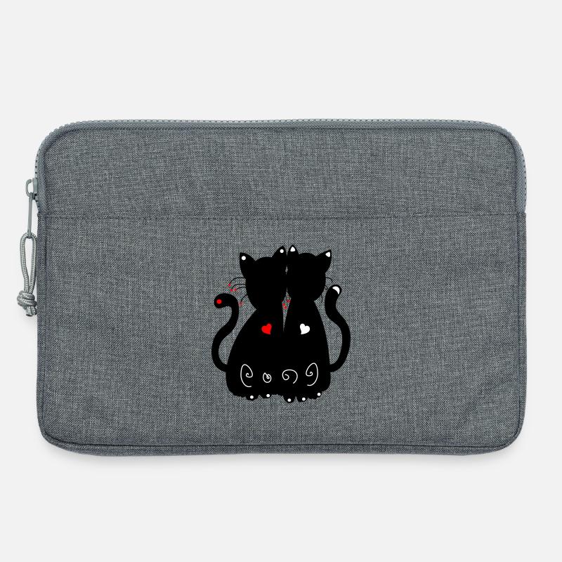 schwarze Katzen - Laptoptasche 13" - Grau meliert