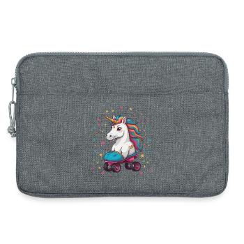 Lustige Rollschuh Einhorn - Laptoptasche 13" - Grau meliert - Vorne
