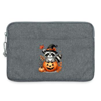 Halloween-Waschbär im Kürbis:Süßer Gruselspaß - Laptoptasche 13" - Grau meliert - Vorne