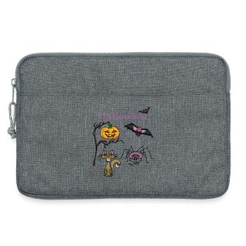 Halloween Pumpkin and Bat Design - Laptop bag 13" - heather grey - Front