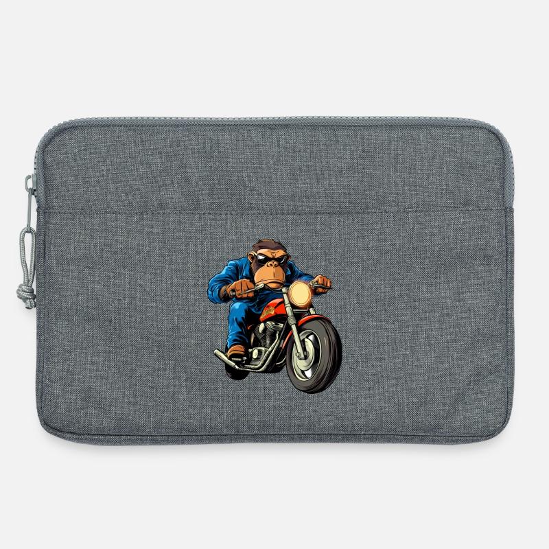 Motorradfahrer Affe - Laptoptasche 13" - Grau meliert