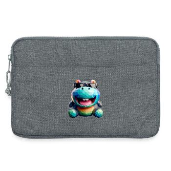 Nilpferd-Spaß - Laptoptasche 13" - Grau meliert - Vorne