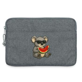 Cute Koala with Watermelon Summer Cartoon - Laptop bag 13" - heather grey - Front