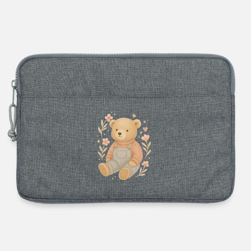 Süßer Boho Teddybär mit Blumen – Baby Design - Laptoptasche 13" - Grau meliert