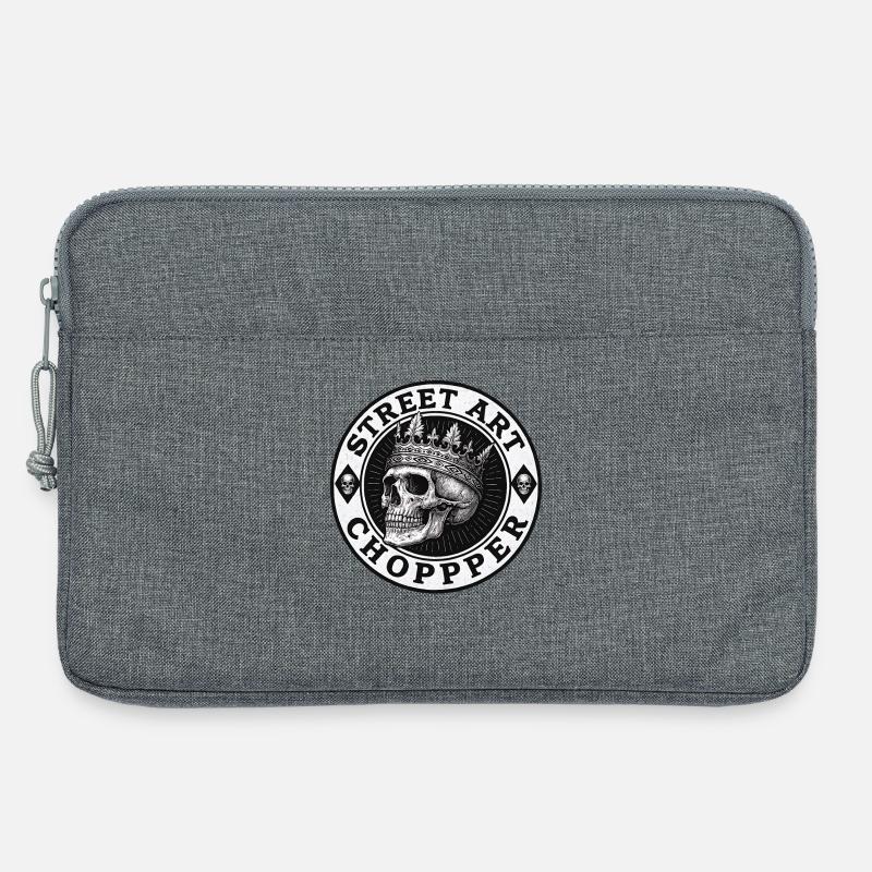 Biker Chopper Motorradfahrer Skull mit Krone - Laptoptasche 13" - Grau meliert