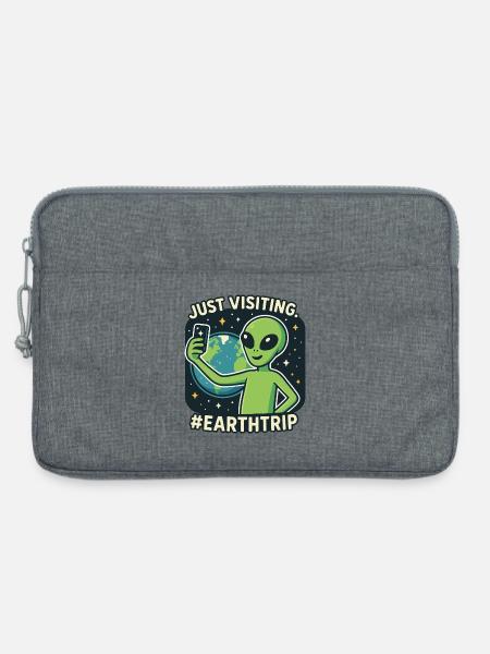 Alien Selfie mit Erde - Laptoptasche 13" - Grau meliert