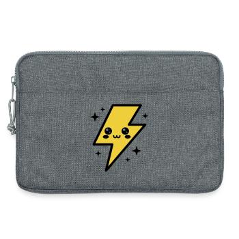 Éclair kawaii avec visage expressif - Sacoche pour ordinateur portable 13 pouces - gris chiné - Devant