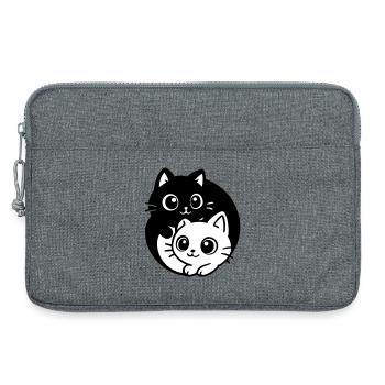 Ying Yang Kawaii Chats Icône - Sacoche pour ordinateur portable 13 pouces - gris chiné - Devant