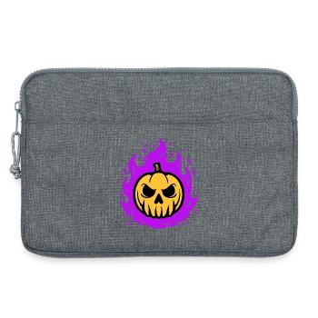 Orange Kürbis mit lila Flammen - Laptoptasche 13" - Grau meliert - Vorne