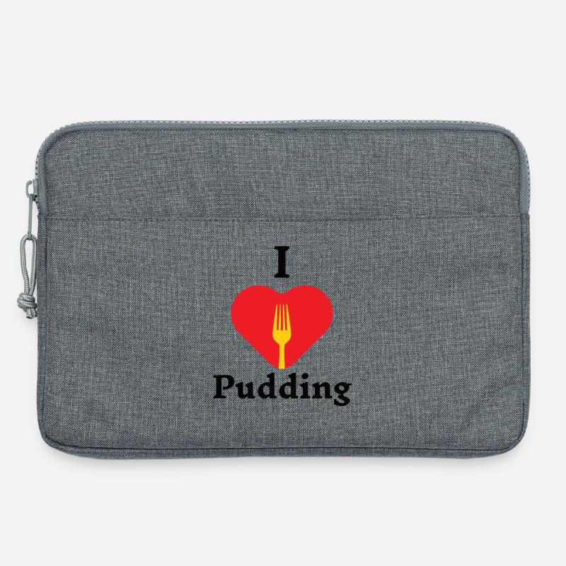 I Love Pudding mit Gabel – Trendshirt 2025 - Laptoptasche 13" - Grau meliert