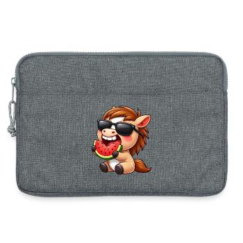 Cooles Pferd mit Melone Sommer Sonne Reiten - Laptoptasche 13" - Grau meliert - Vorne