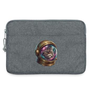 Katzenastronaut im Weltraumhelm - Laptoptasche 13" - Grau meliert - Vorne