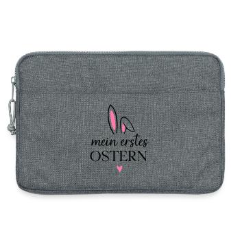 Mein erstes Ostern | Outfit erstes Osterfest Baby - Laptoptasche 13" - Grau meliert - Vorne