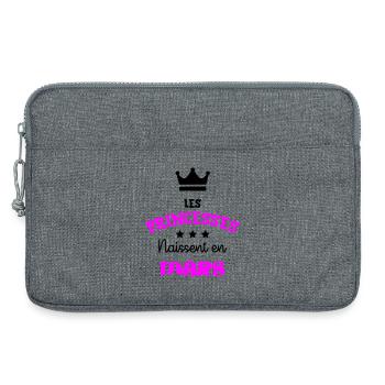 Princesse née en Mars Super Cadeau Anniversaire - Sacoche pour ordinateur portable 13 pouces - gris chiné - Devant