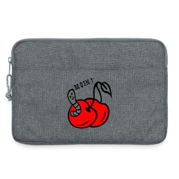  Kirschen mit Wurm - Laptoptasche 13" - Grau meliert - Vorne