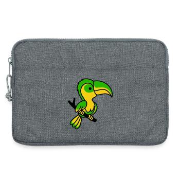 Neon Toucan in Green and Yellow - Laptop bag 13" - heather grey - Front